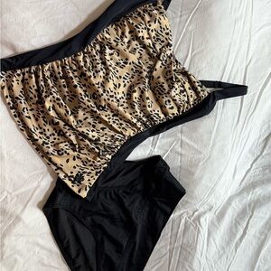 Hapari Black and Tan Leopard Print Bathing Suit